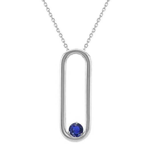 Precious Stone Pendant 14 Karat White Gold with Blue Sapphire – main view