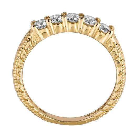 0.50 Carat Round Real Diamond Vintage Style Eternity Band Yellow Gold