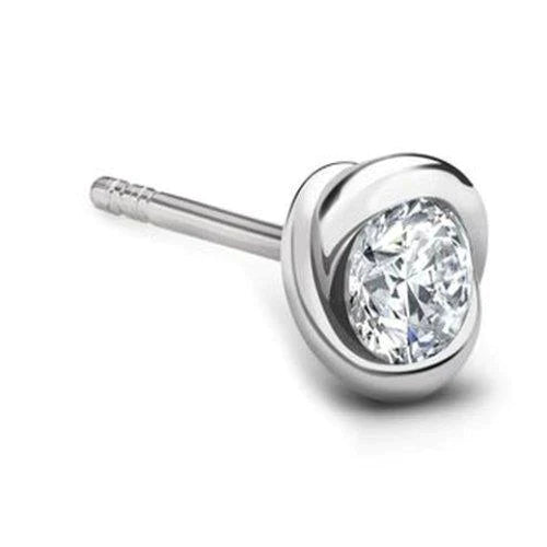0.75 Carats Men's Single Genuine Diamond Stud Earring 14K White Gold