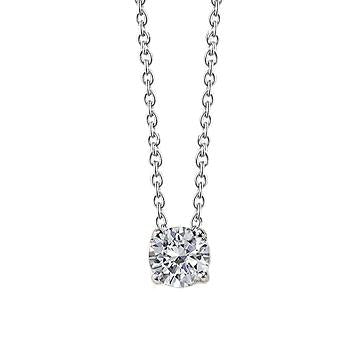 0.75 Carats Round Cut Natural Diamond Women Necklace Pendant 14K White Gold