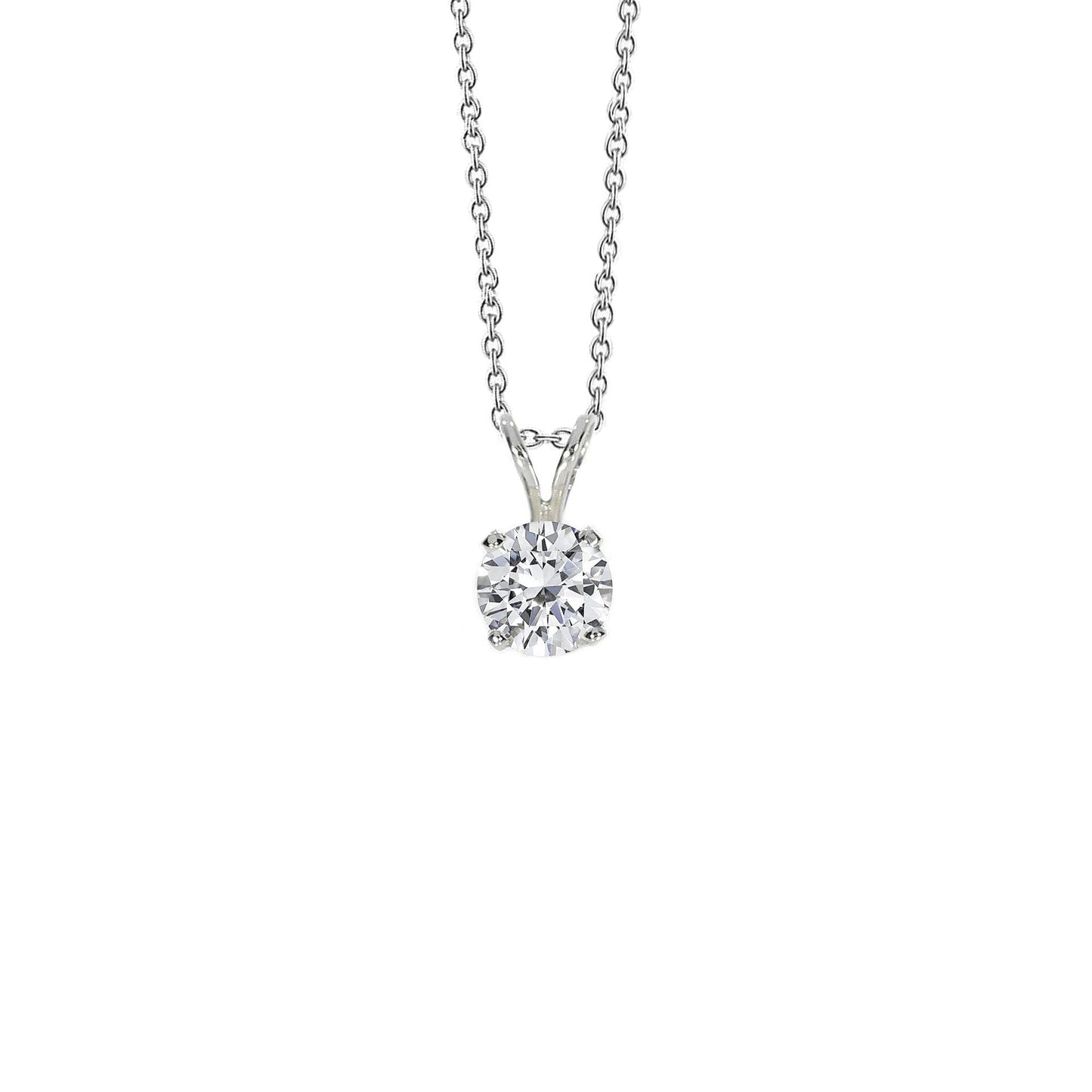 0.75 Carats Solitaire Round Real Diamond Necklace Pendant Jewelry