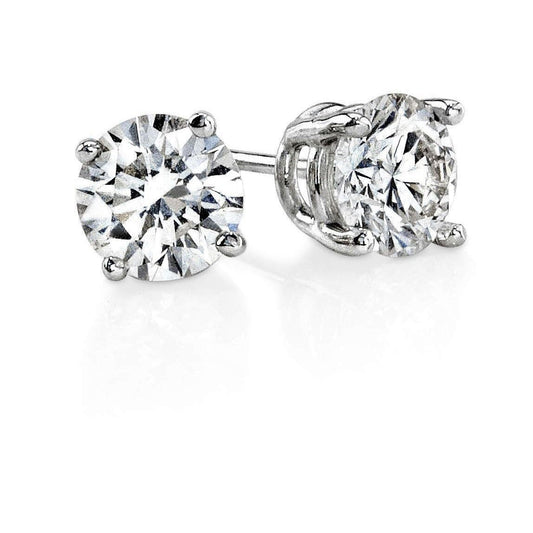 0.90 Carats 4 Prong Set Round Cut Natural Diamond Stud Women Earring