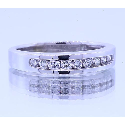 0.90 Carats Anniversary Band Round Real Diamonds White Gold 14K
