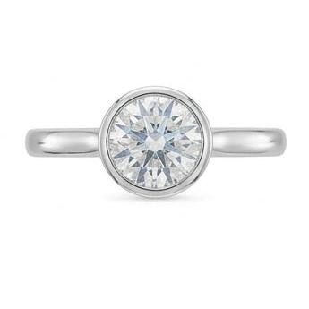 1.20 Ct Round Bezel Set Real Natural Earth Mined Diamond Wedding Solitaire Ring White Gold 14K