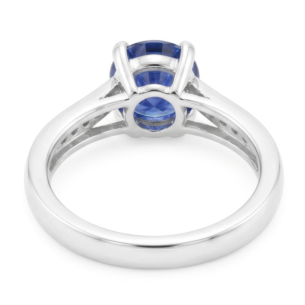 1.25 Ct Round Cut Ceylon Blue Sapphire Natural Earth Mined Diamond Ring