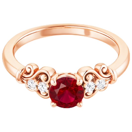 1.40 Carats Rose Gold 14K Natural Earth Mined Diamond Round Ruby Ring