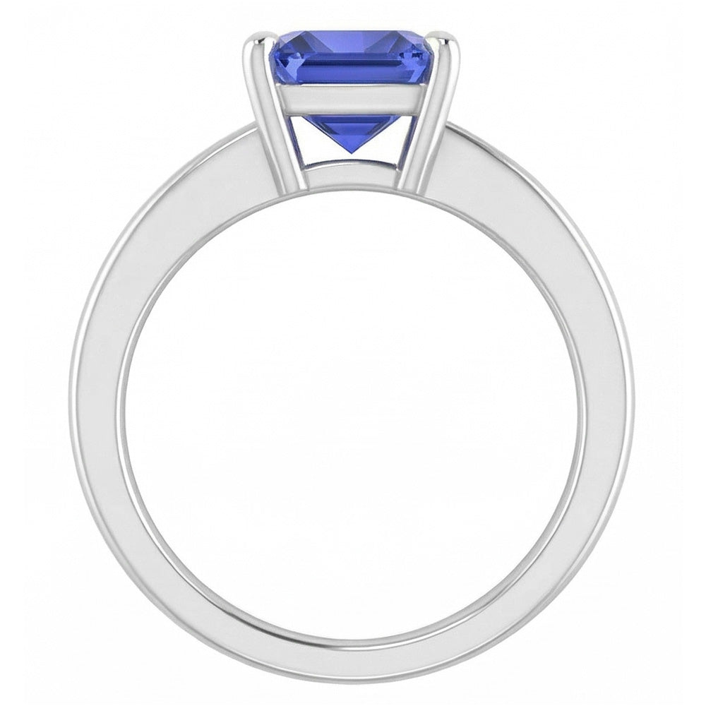 1.50 Carats Radiant Solitaire Engagement Ring Ceylon Sapphire Gold 14K