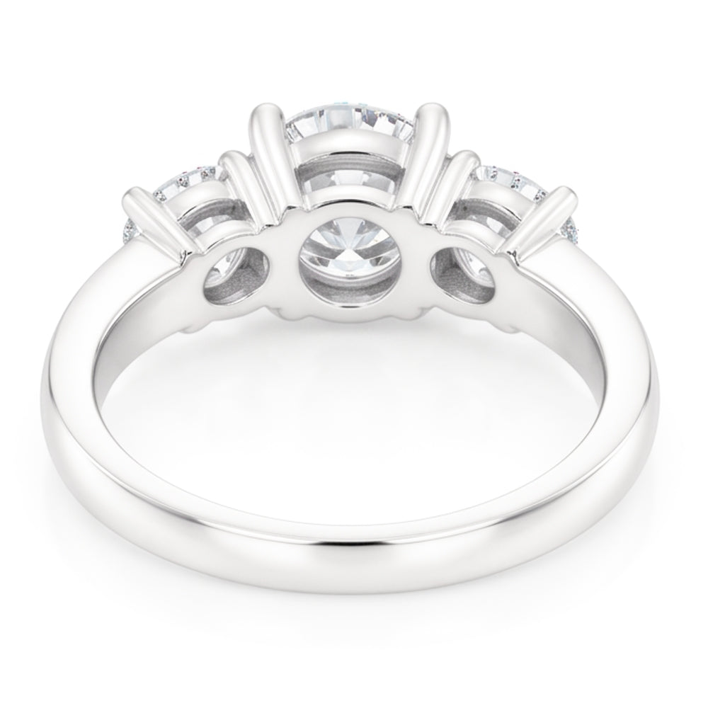 1.50 Ct Round Cut Natural Earth Mined Diamond Three Stone Ring White Gold 14K