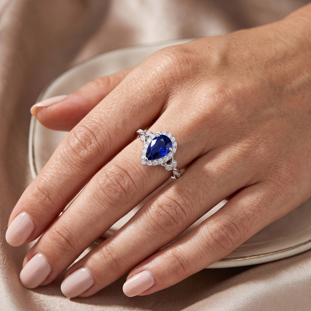 1.50 ct Blue Sapphire Colored Stone Ring in 14K White Gold