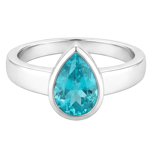 1.50 ct Neon Paraiba Gemstone Ring in 14 Karat White Gold