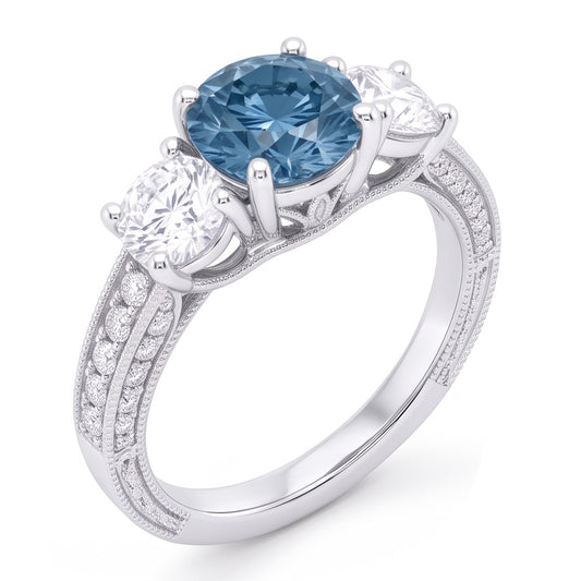 1.60 Carats Blue Natural Earth Mined Diamond Engagement Ring White Gold 14K