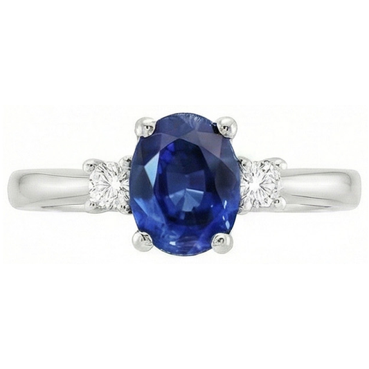 natural round sapphire 1.70ct ring side angle