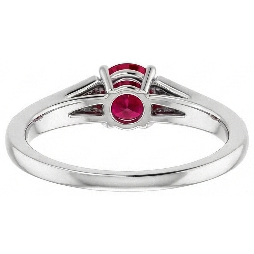 1.75 Carats Split Shank Round Ruby Ring White Gold 14K