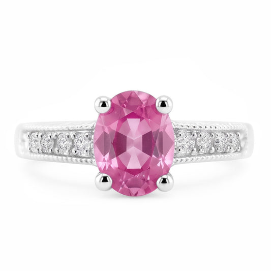 1.75 Ct Oval Pink Sapphire Natural Earth Mined Diamond Vintage Style Wedding Ring Gold
