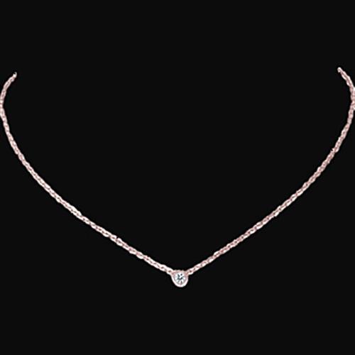 1 Carat Bezel Set Real Natural Earth Mined Diamond Solitaire Necklace Pendant Rose Gold 14K