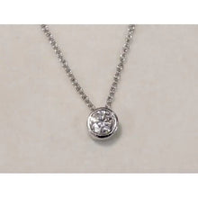 1 Carat Bezel Set Round Real Diamond Necklace Pendant White Gold 14K