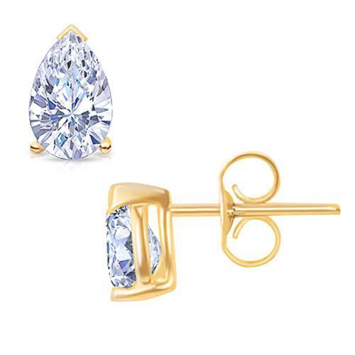 1 Carat G Vs1 Genuine Diamond Stud Earring Pair Yellow Gold 14K