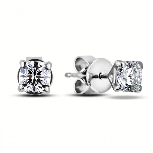 1 Carat Genuine Cushion Cut Diamond Stud Earring