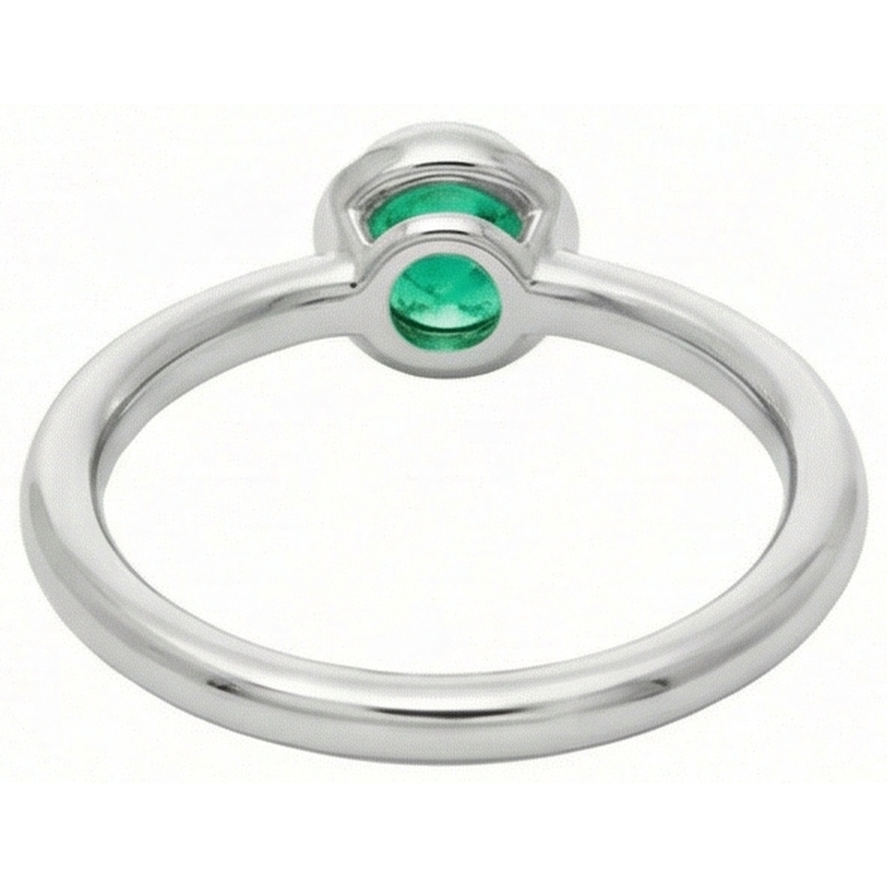 Emerald Round Cut Precious Stone Ring in Two-Tone 14K Gold – back view