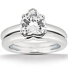 1 Carat Heart Cut Real Diamond Engagement Band Set Solitaire Ring