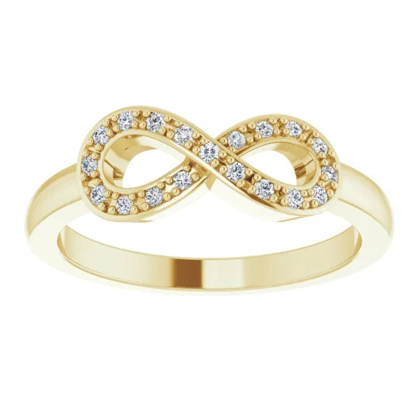 1 Carat Infinity Natural Diamond Promise Ring Yellow Gold 14K Vs1 F