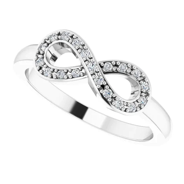 1 Carat Infinity Natural Diamond Ring White Gold 14K Vs1 F