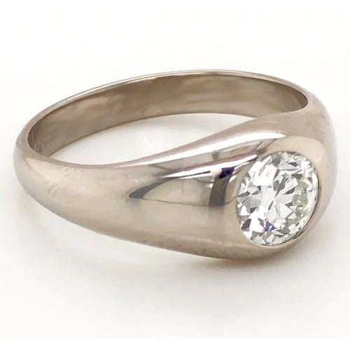 1 Carat Men Gypsy Solitaire Genuine Diamond Ring F Vs1 Round Diamond White