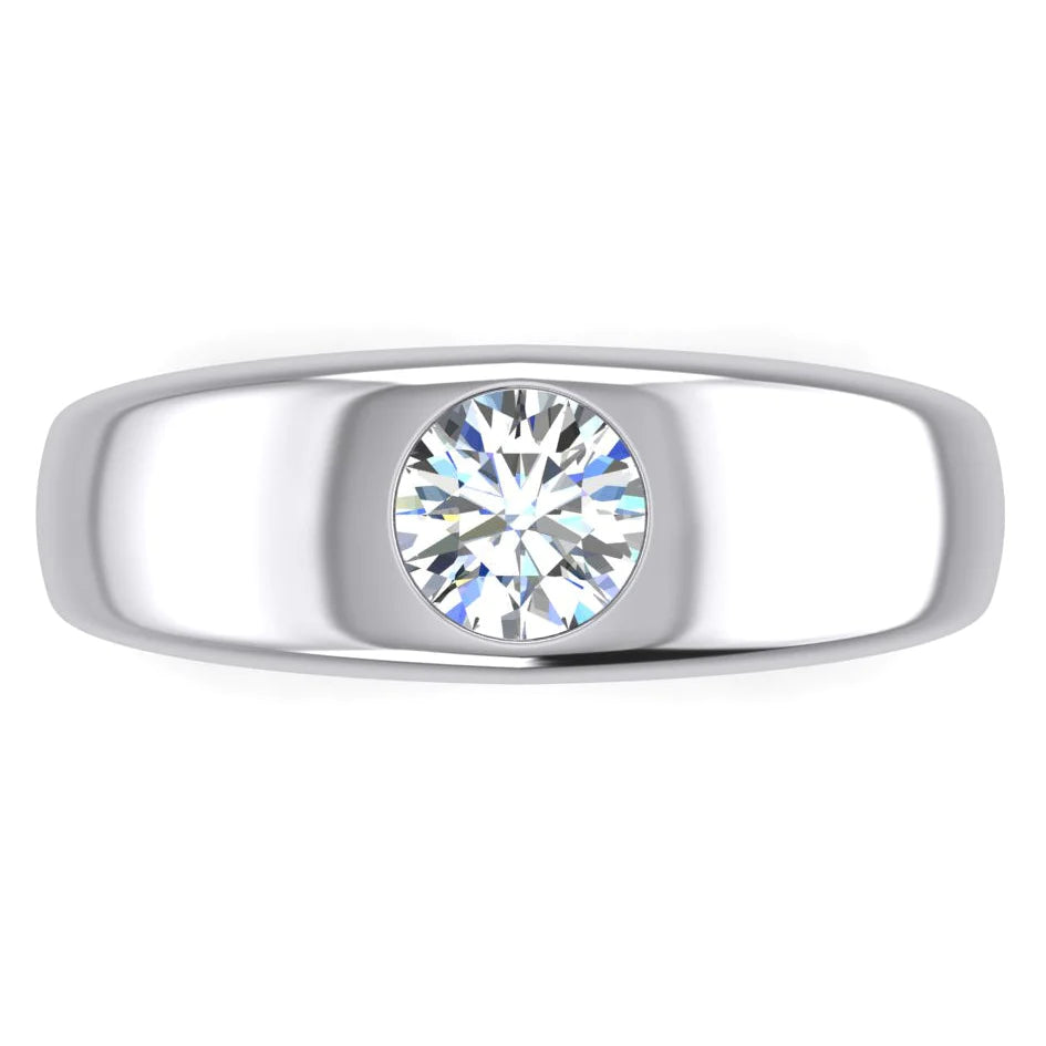 1 Carat Men Gypsy Solitaire Genuine Diamond Ring F Vs1 Diamond White Gold 14K