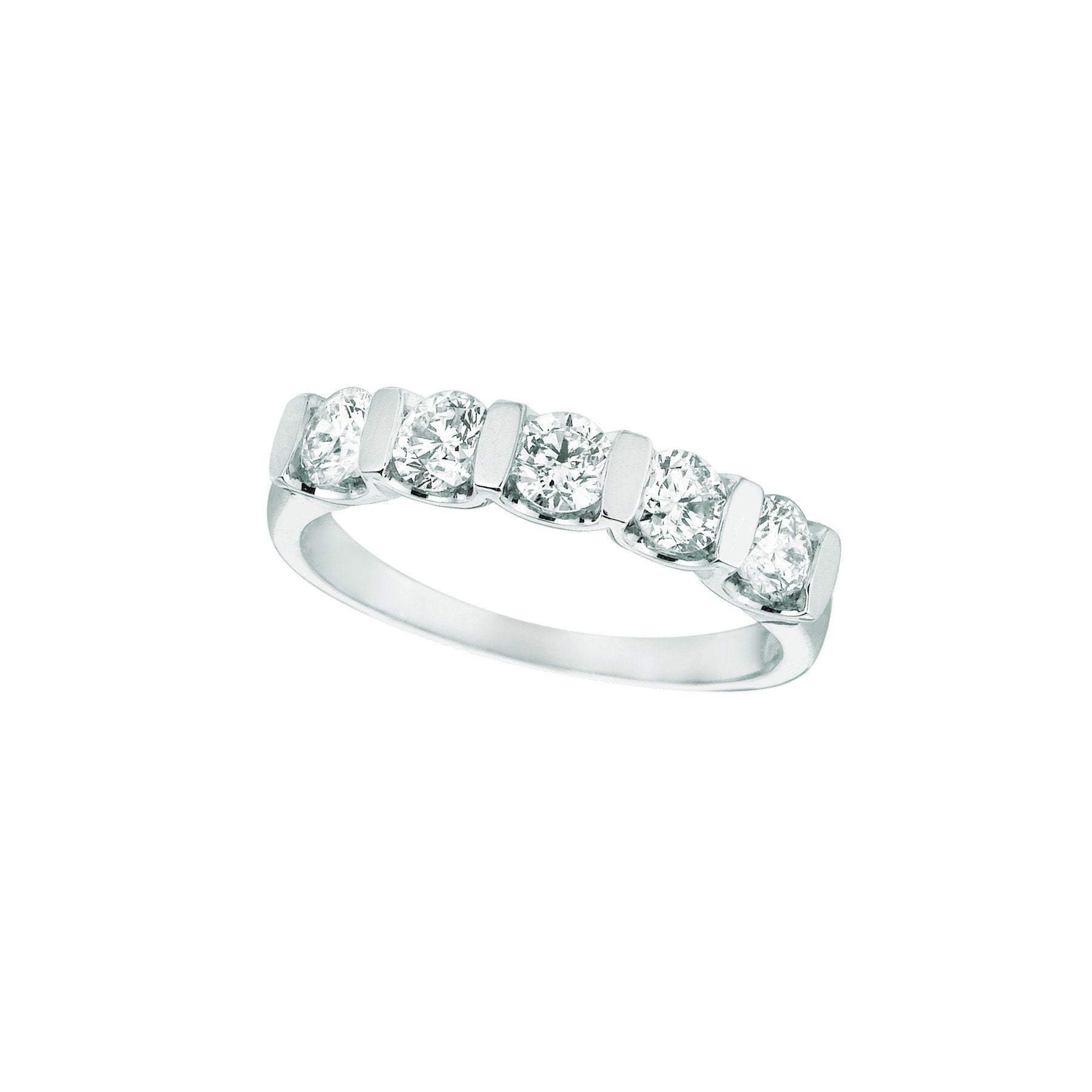 1 Carat Natural Diamond Half Eternity Band 14K White Gold New