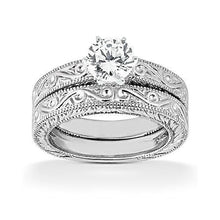 1 Carat Natural Diamond Solitaire Wedding Ring Band Set F VS1