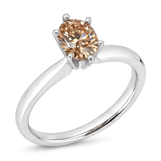 1 Carat Oval Real Champagne Natural Earth Mined DIAMOND ( NOT LAB GROWN ) Wedding Ring Gemstone