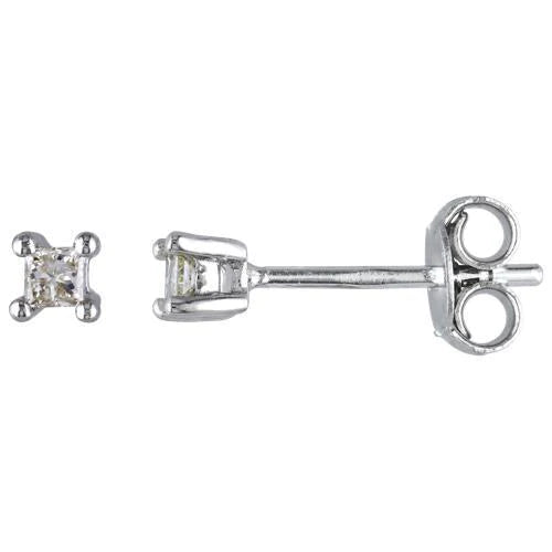 1 Carat Princess Cut Real Diamond Women Studs Earring White Gold 14K