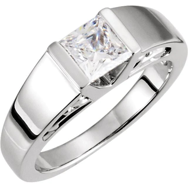 1 Carat Princess Real Natural Earth Mined Diamond Solitaire Engagement Ring White Gold 14K