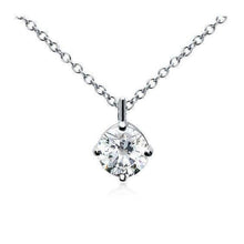 1 Carat Prong Solitaire Round Real Natural Earth Mined Diamond Necklace Pendant White Gold 14K
