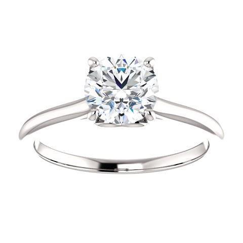 1 Carat Real Round Diamond Solitaire Engagement Ring 14K White Gold