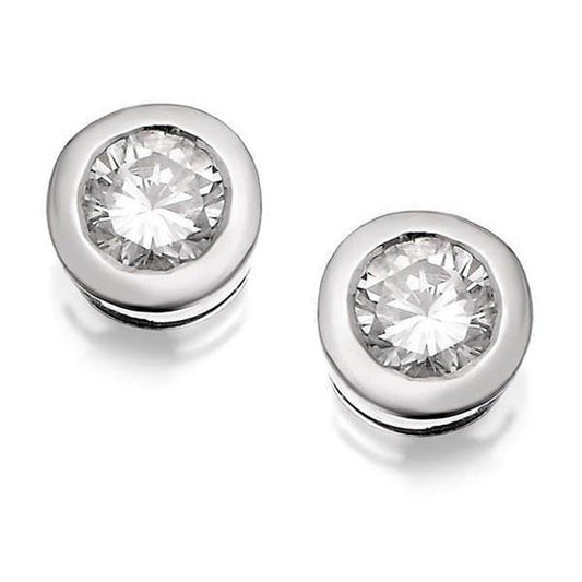 1 Carat Round Cut Real Natural Earth Mined Diamond Stud Earring White Gold 14K