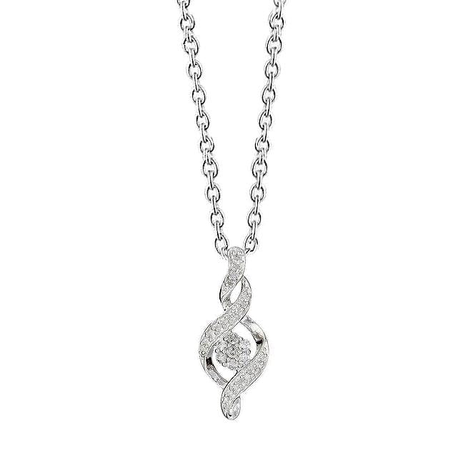 1 Carat Round Real White Natural Earth Mined Diamond G-clef Necklace Pendant White Gold 14K