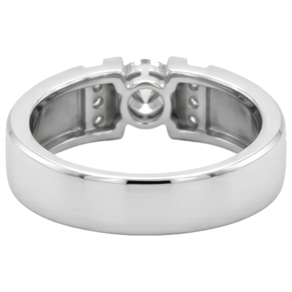 1 Carat Simple Ring Round Natural Earth Mined Diamond White Gold 14K Vs1 F