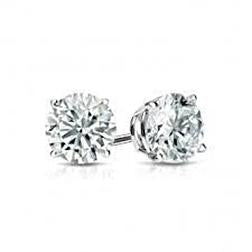 1 Carat Solitaire Genuine Round Diamond Stud Lady Earring