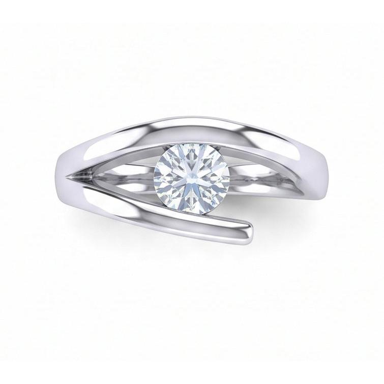 1 Carat Solitaire Round Cut Natural Earth Mined Diamond Engagement Ring Bar Set