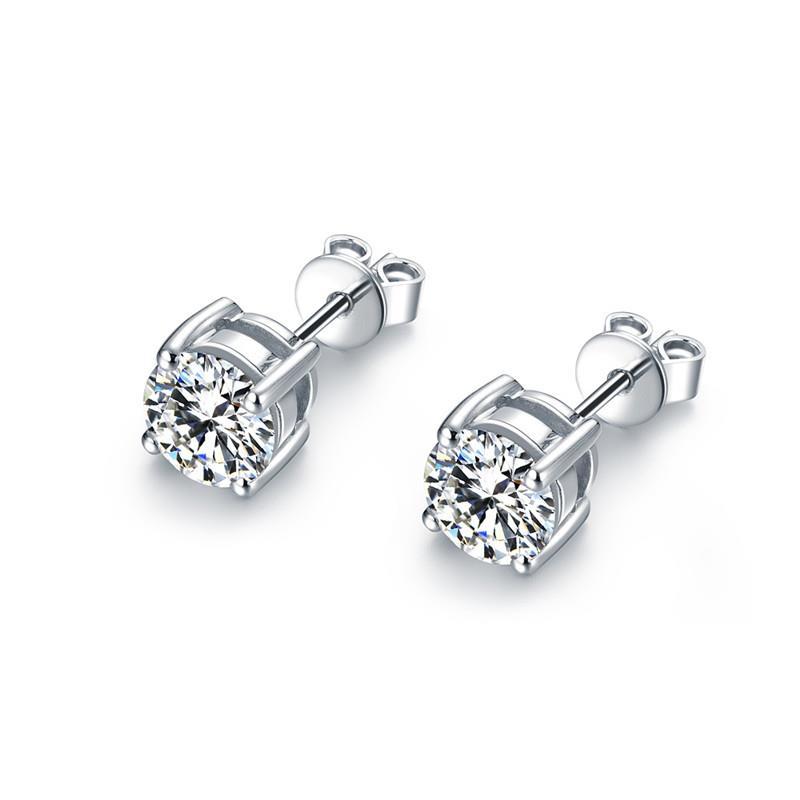 1 Carat Solitaire Round Cut Diamond Stud Earring 14K White Gold from  harrychadent.co.uk