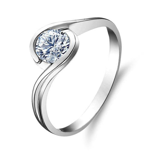 natural round diamond 1ct ring front view