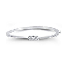 1 Carat Triple Round Real Natural Earth Mined Diamond Bangle 14K White Gold