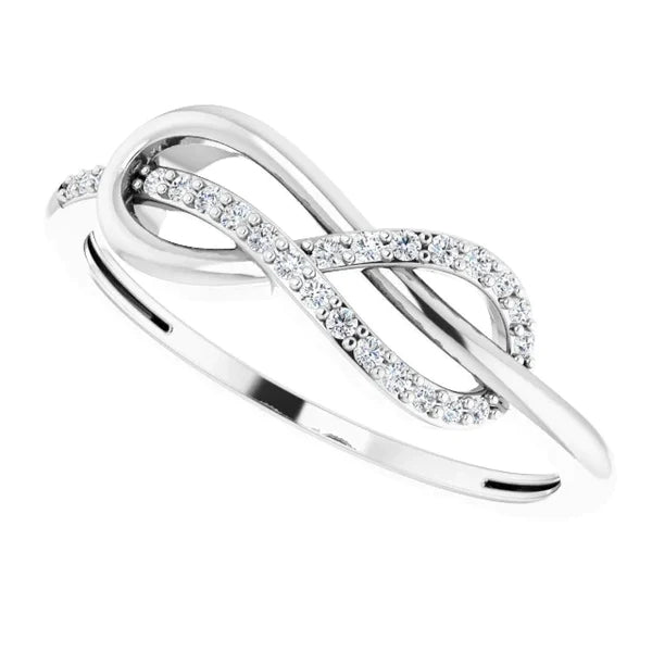 1 Carat Twisted Genuine Diamond Infinity Ring White Gold 14K