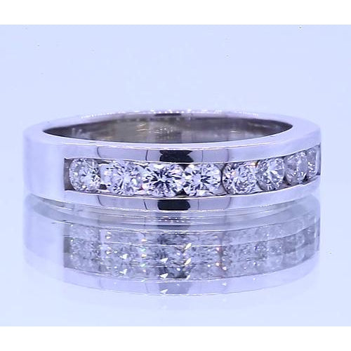 1.20 Carats Round Anniversary Band Natural Earth Mined Diamonds White Gold 14K Vs1 F