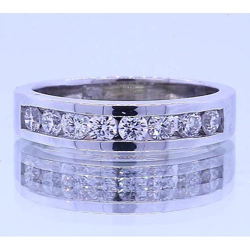 1.20 Carats Round Anniversary Band Natural Earth Mined Diamonds White Gold 14K Vs1 F
