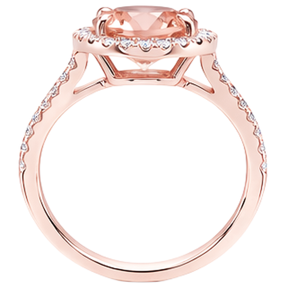 10.10 Ct Morganite Halo Natural Earth Mined Diamond Ring Rose Gold 14K