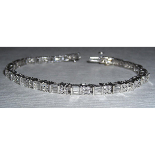 10 Carats Real Diamond Tennis Bracelet White Gold Baguettes 2