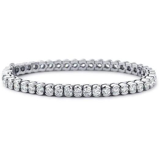 10 Carats Round Genuine Diamond Bracelet White Gold