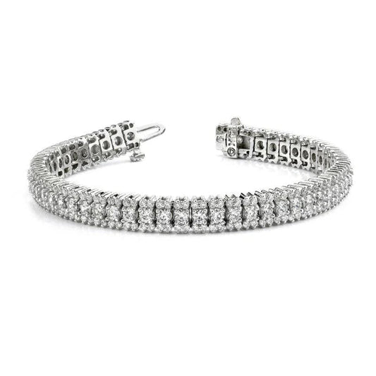 10 Carats Round Real Diamond Tennis Bracelet Gold White 14K
